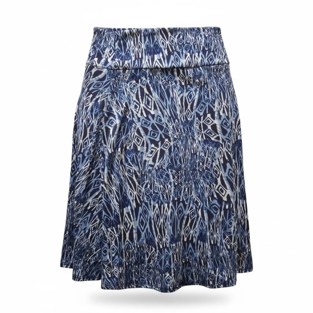 LuLaRoe AZURE Skirt Blue and White Geometric Print Stretchy Fabric Womens 2XL